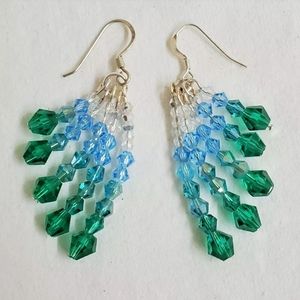 Swarovski Crystal Feather Style Dangle Earrings